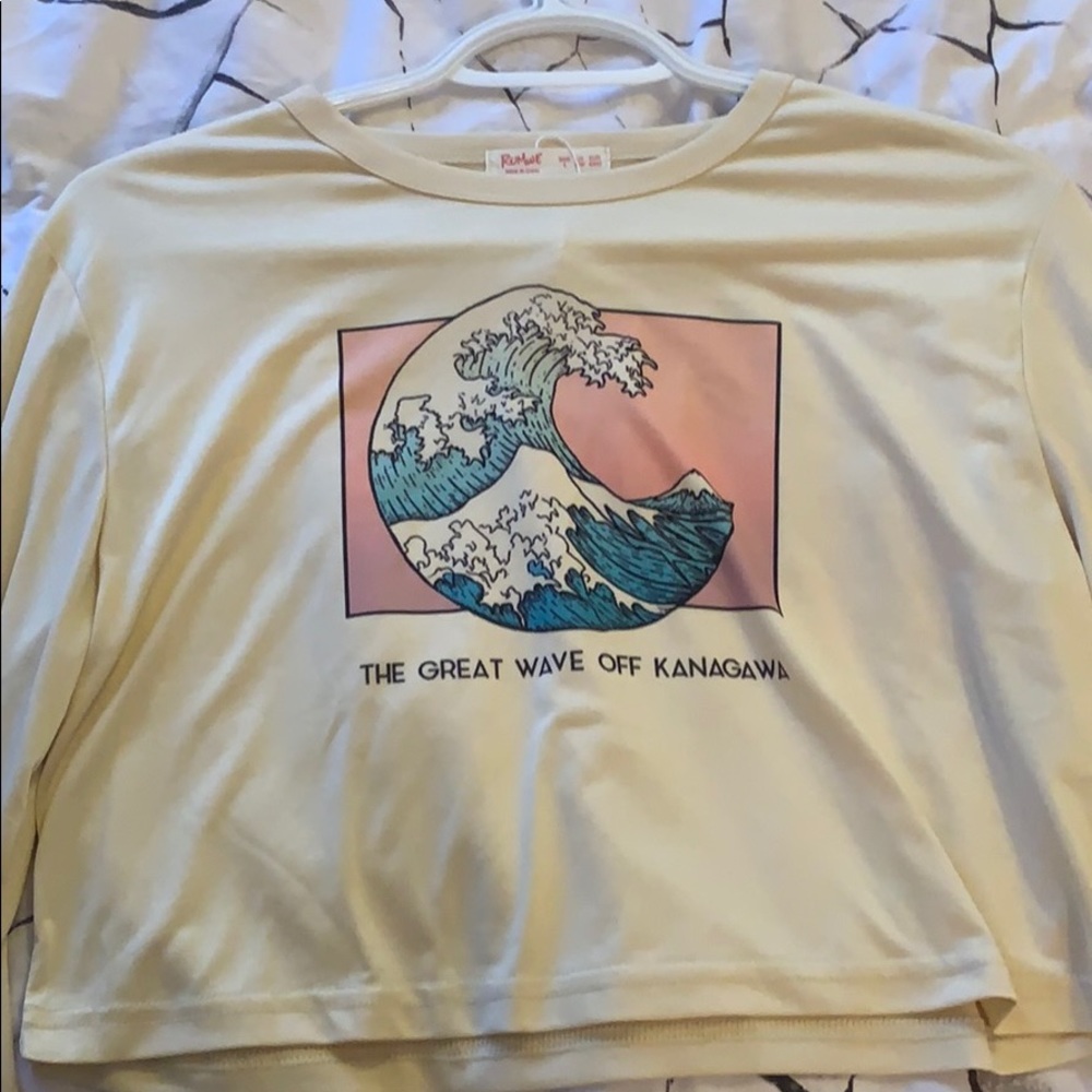 Light yellow long sleeve crop top